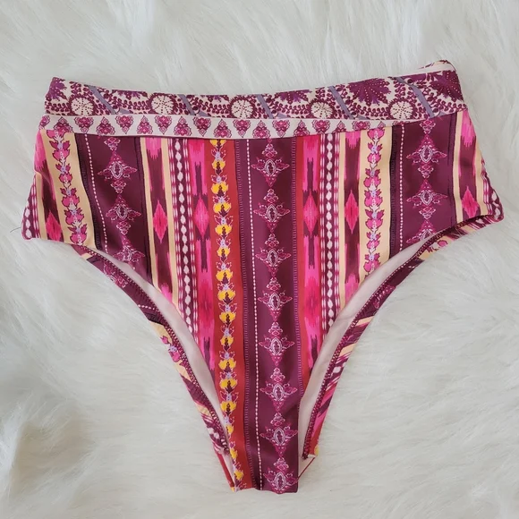 Nanette Lepore Swim Bikini Set 8 Bohemian Print Asymmetrical Cut High Rise NWT - Picture 11 of 16